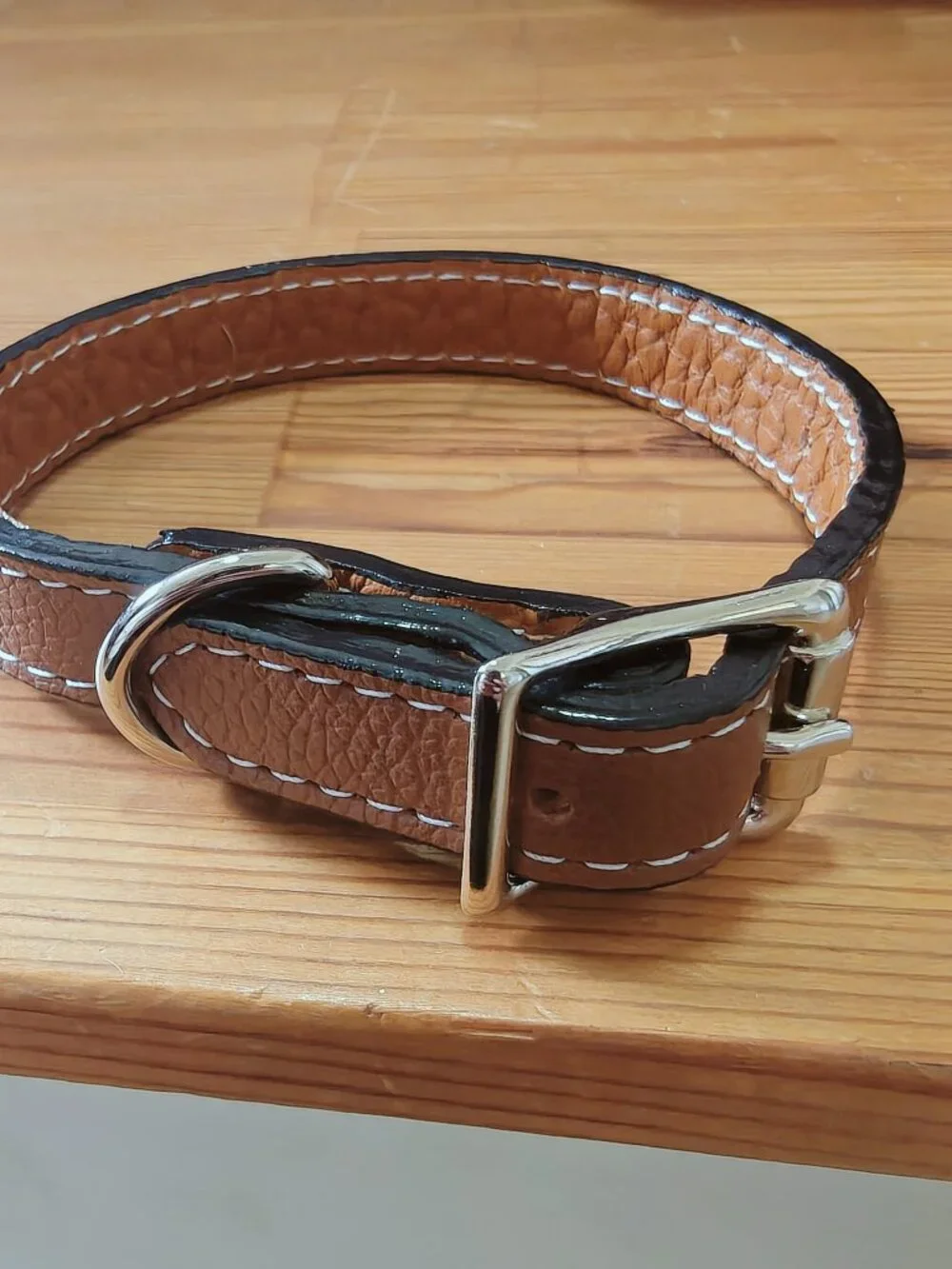 Auburn Leathercrafters Tuscan Italian Leather Collar in Brown Sz. 12